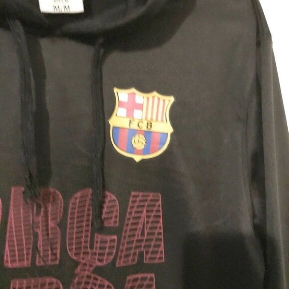 FCB Barcelona Black Sweatshirt Hoodie Sweater Men’s Medium Soccer - Picture 3 of 9